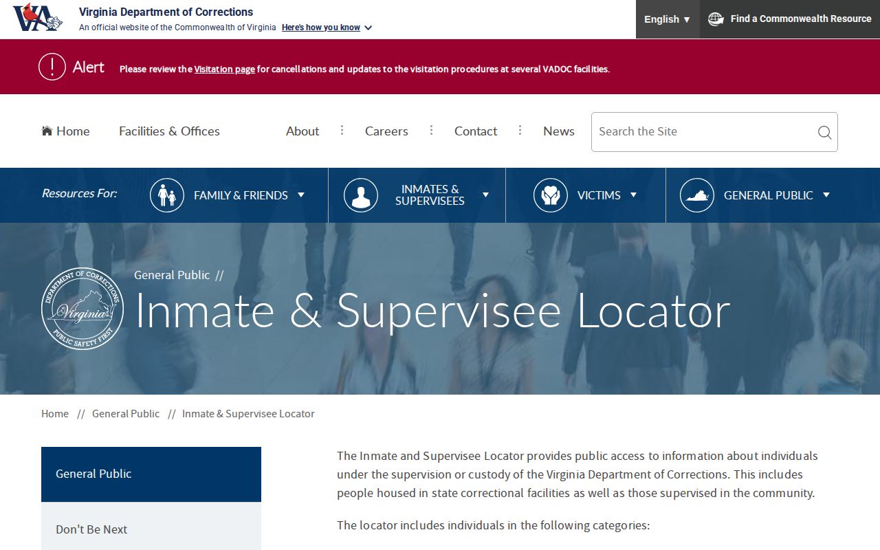 VADOC locator for Lynchburg released inmate and supervision records