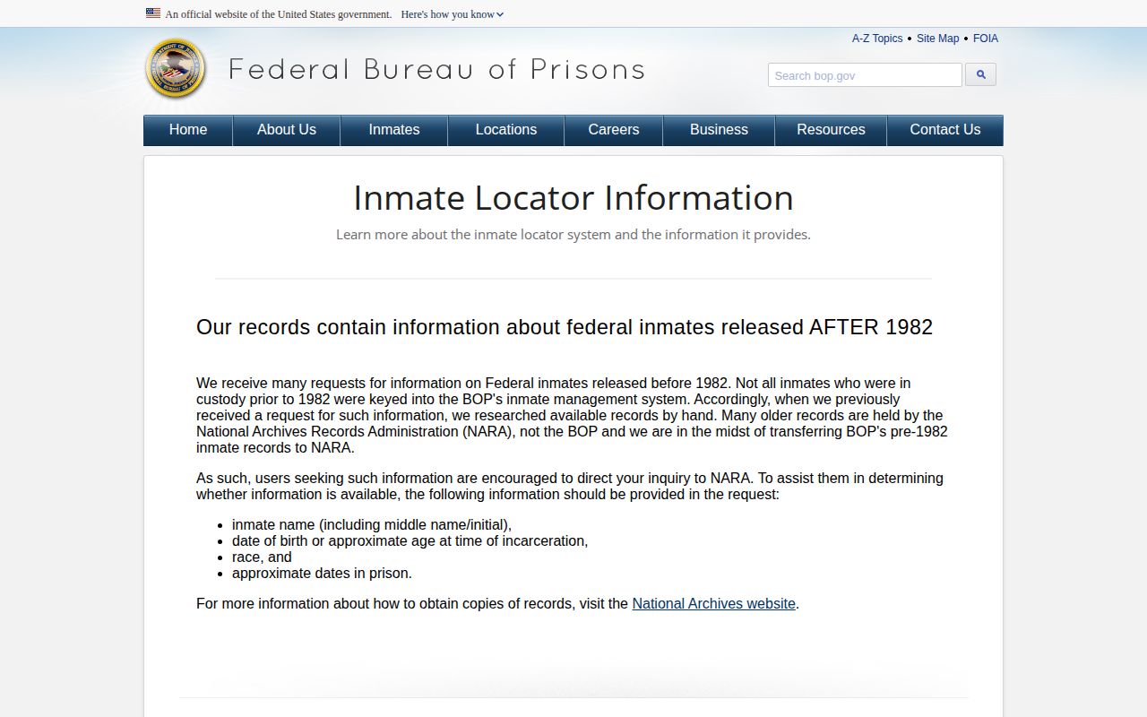 BOP release status interpretation for a Lynchburg federal case